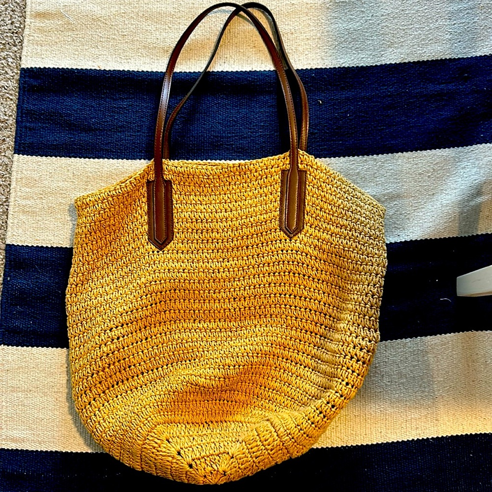 J Crew Straw Shoulder Bag Tote